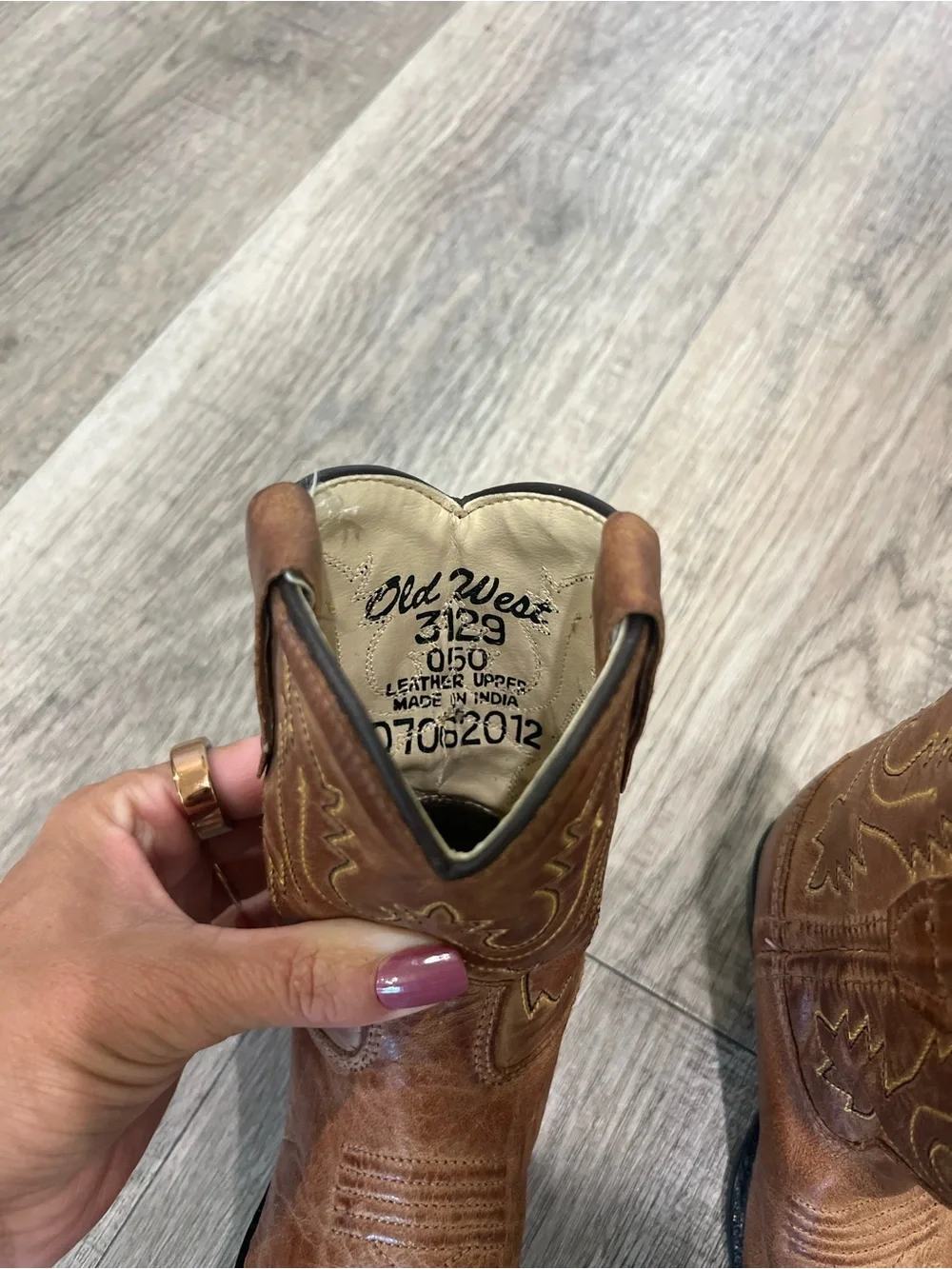 Old West Brown Kids Cowboy Boots- age 2 and smaller